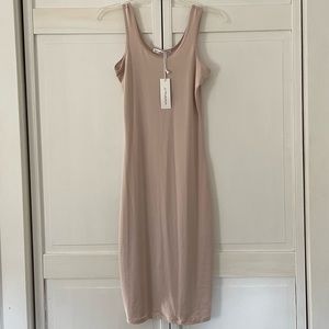 Beige Bodycon Midi Dress